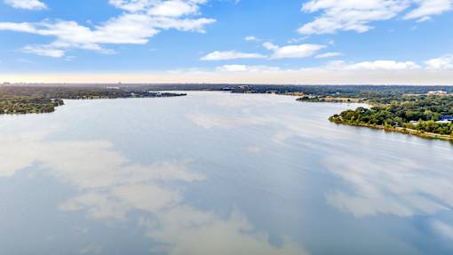 A large body of water surrounded by land.