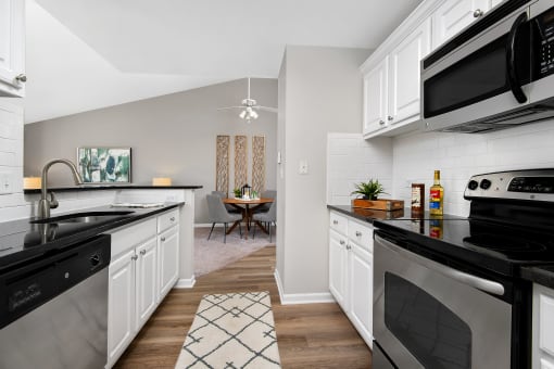 Kitchen with white cabinets