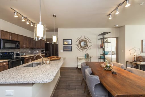 Elegant Kitchen with Large Island and Bar Seating | Apartments in Nashville | 909 Flats
