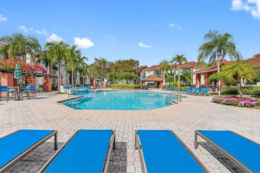 Pool area with sunning lounges
