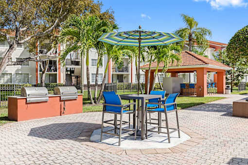 Outdoor seating and grilling area