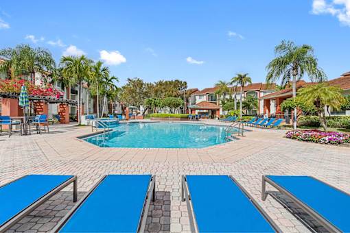 Pool area with sunning lounges