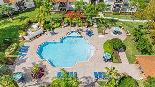 Drone view of pool area