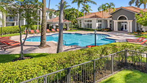 Beautiful side view of pool area