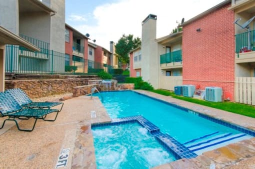 Sparkling Swimming Pool with Heated Jacuzzi