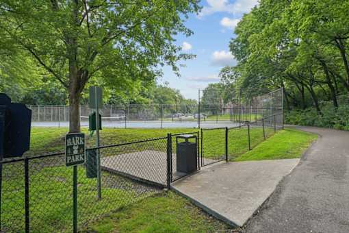 A park with a sign that says Bark Park.