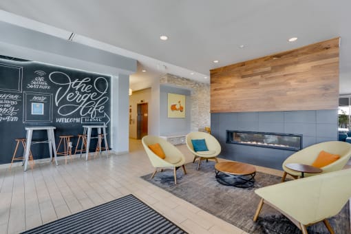 Indoor fireplace - The Verge Apartments in St Louis Park, MN