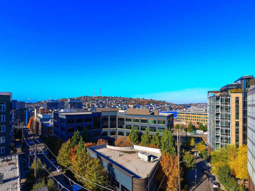 a view of the city of san francisco from the top of a building