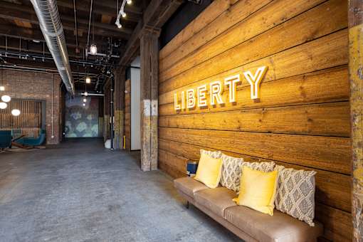 A wooden wall with the word