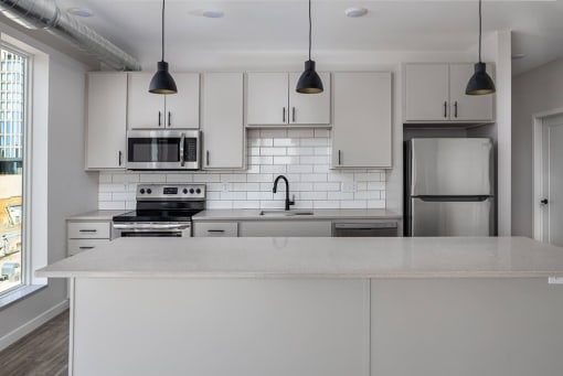 Kitchen at Kesler Apartments in Downtown Fargo, North Dakota, 58102