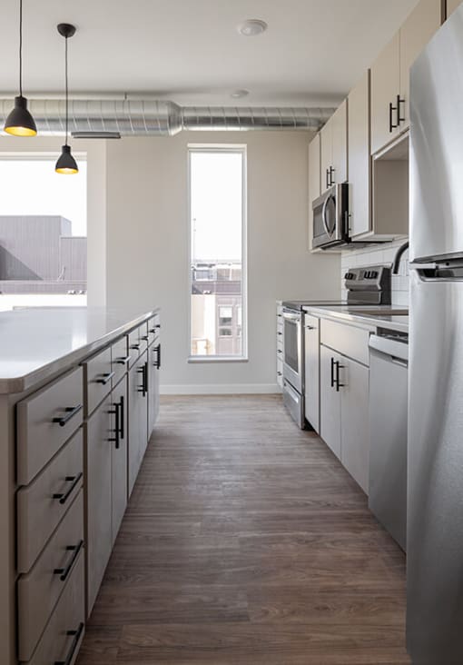 Kitchen at Kesler Apartments in Downtown Fargo, Fargo, ND 58102
