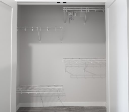 Spacious Closets with Wired Racks at Kesler Apartments in Downtown Fargo, Fargo ND 58102
