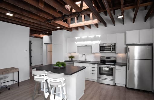 Kitchen with Appliances at Bostad Apartments, Fargo, ND 58102