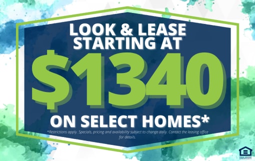 a sign that reads look and lease starting at 310 on select homes