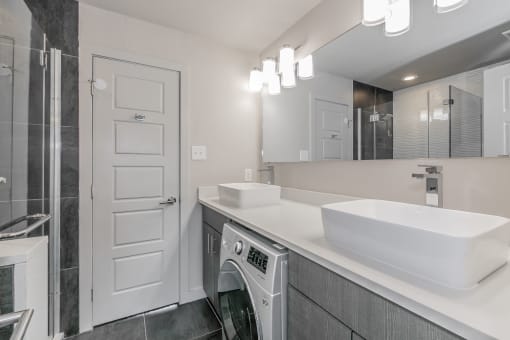 Laundry with combo washer and dryer