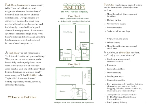 the floor plan of park gleén