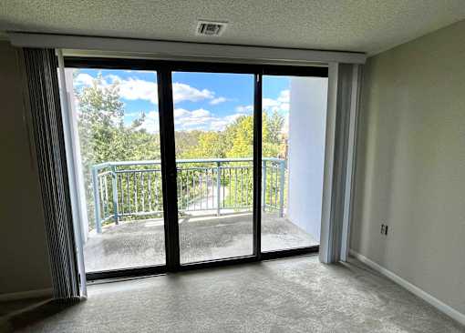 View from fourth floor balcony off living room at Atrium in The Village, Beachwood, 44122