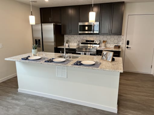 Large Island Kitchen at Reserve Overlook Apartments, Integrity Realty, Ohio, 44106