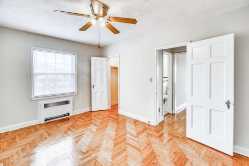 Large room with ceiling fans at Shaker Collection  Apartments, Integrity Realty, Cleveland, Ohio