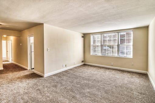 Carpeted Living Room at Shaker Collection  Apartments, Integrity Realty, Cleveland, OH, 44120
