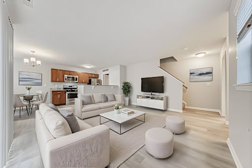 Example of a furnished townhome living room area.