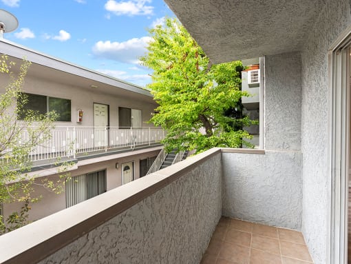 Balcony looking out from Vinton Apartments.