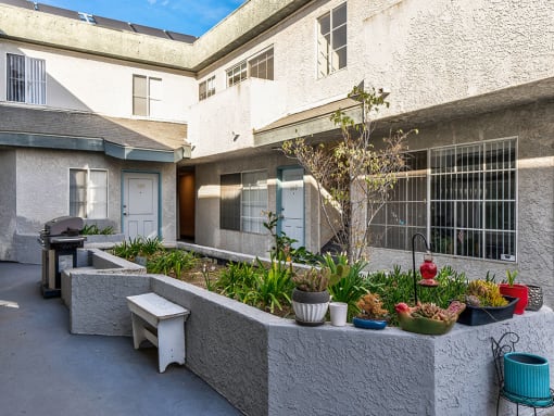 Courtyard at Tilden Oaks Apartments.