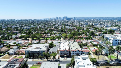Overhead drone view of community.