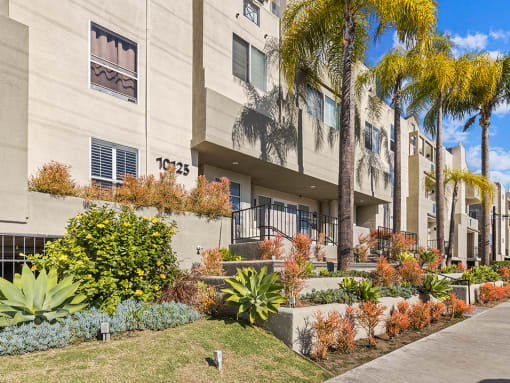 Entrance of Palms Court Apartments.