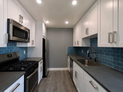 Brand new kitchen cabinets, back splash, quartz stone counter tops, and stainless steel appliances with fridge!