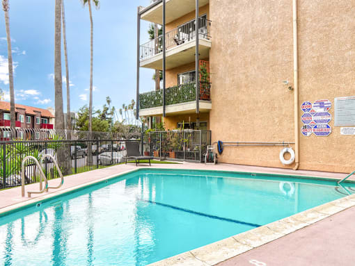 Swimming pool in the courtyard of Chandler Circle Apartments.