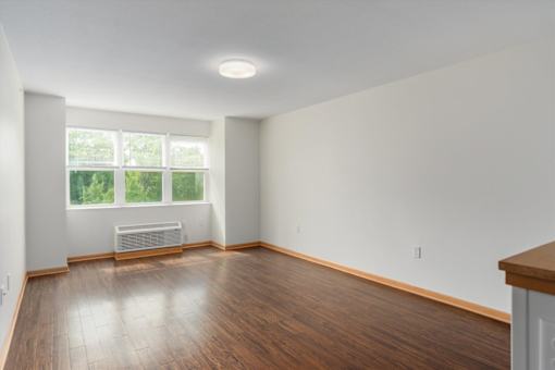 A room with a window and a radiator on the wall.