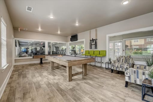 our apartments have a game room with a pool table and ping pong