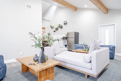 a living room with couches and a coffee table