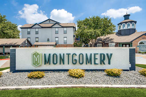 A sign that says Montgomery in front of a building.