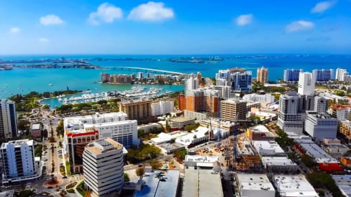 an aerial view of the city of miami