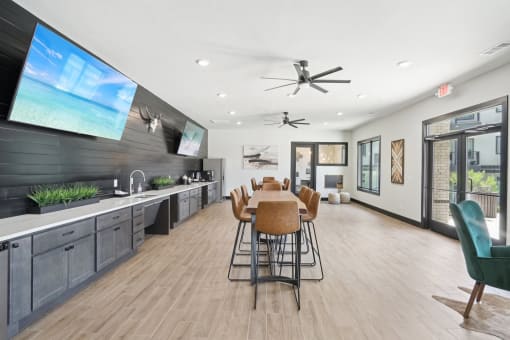 the preserve has a dining room table and a kitchen
