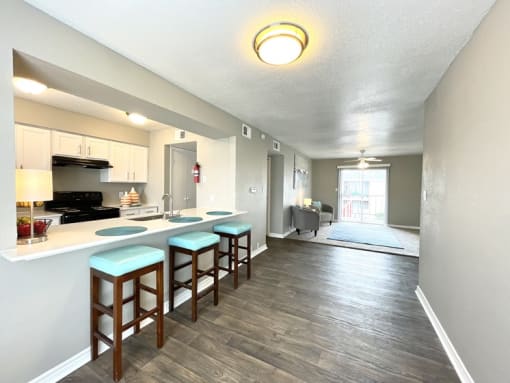 our apartments offer a kitchen and living room  at The Alara, Texas