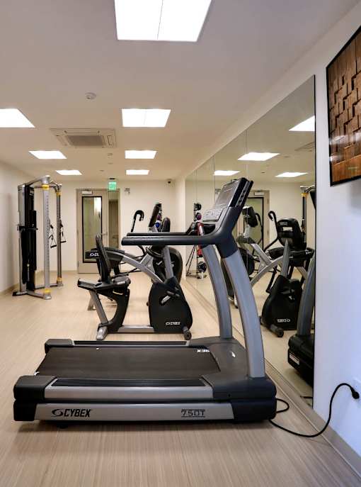 A treadmill with the brand name CYBEX on it.