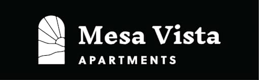 A black and white image of a logo for Mesa Vista Apartments.