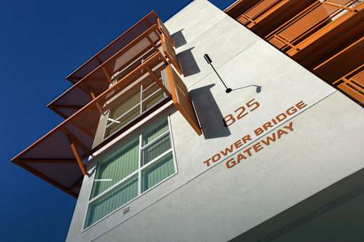 A building with a sign that says "Tower Bridge Gateway".