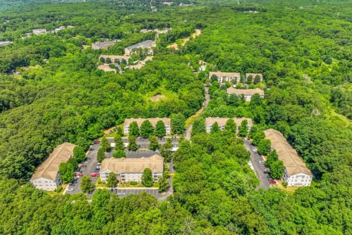 a birds eye view of a neighborhood with houses and trees  at Cumberland Crossing, Rhode Island