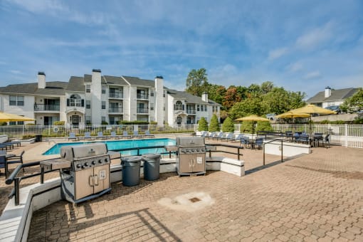 Grilling Area next to Pool at Middletown Ridge Apartments, Middletown, 06457