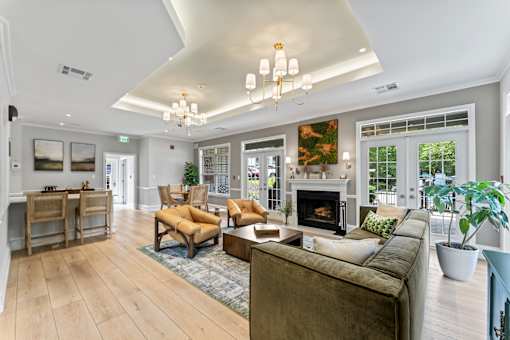 A living room with a fireplace and a couch.