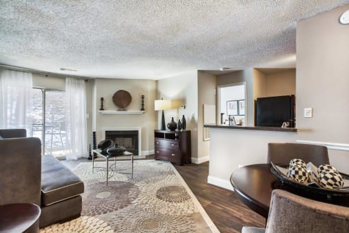 Living Room with Fire Place at Middletown Brooke Apartments, Middletown, CT, 06457