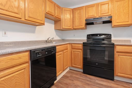 Fully Furnished Kitchen at South Winds Apartments, Massachusetts