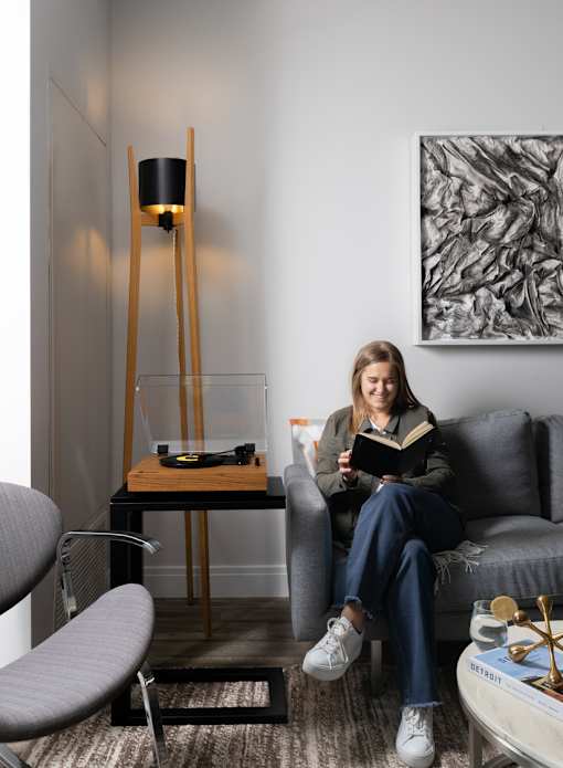 The Scott living room in use