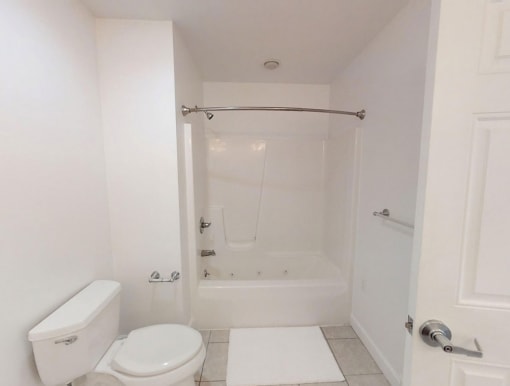 a bathroom with a toilet and a bathtub