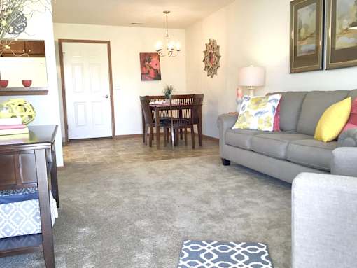 Northtowne Apartments two bedroom living and dining area