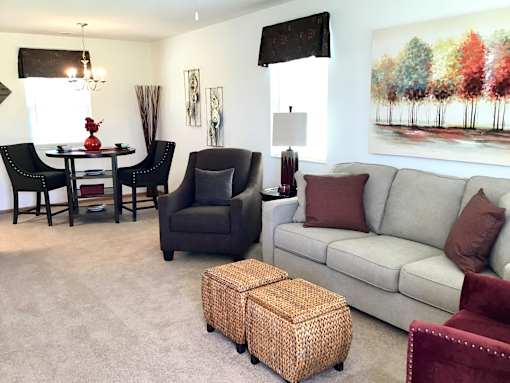 Shawnee Lakes one bedroom apartment living room and dining room